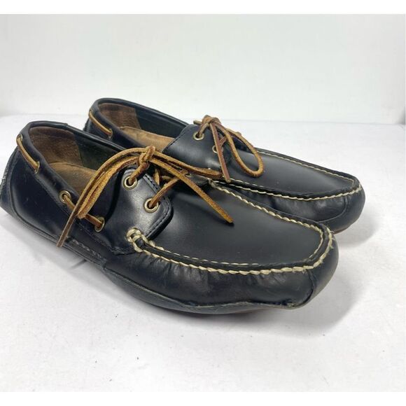 Ralph Lauren Polo Roderick Black Leather Moc Loafers Driving Shoes Mens 8.5 - Picture 1 of 10